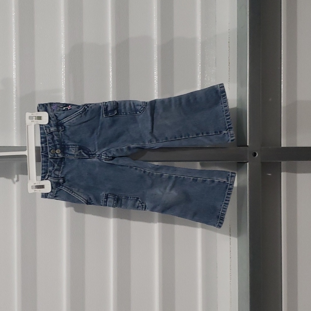 Carters brand jeans size 3T flower strip down the legs